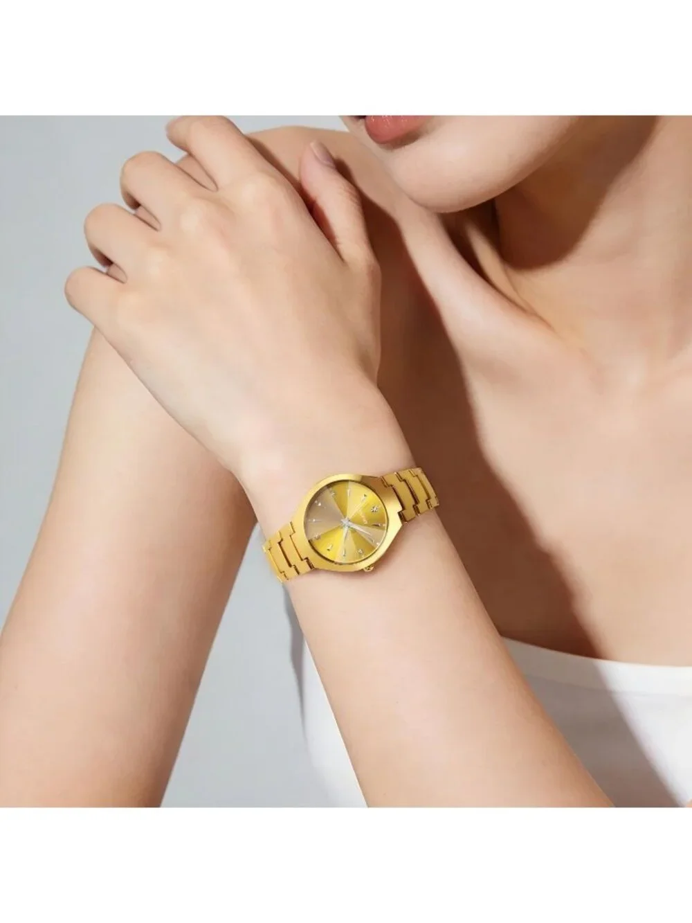 Women's Gold Analog Quartz Simple Design Band Adjustment Water Resistant Watch